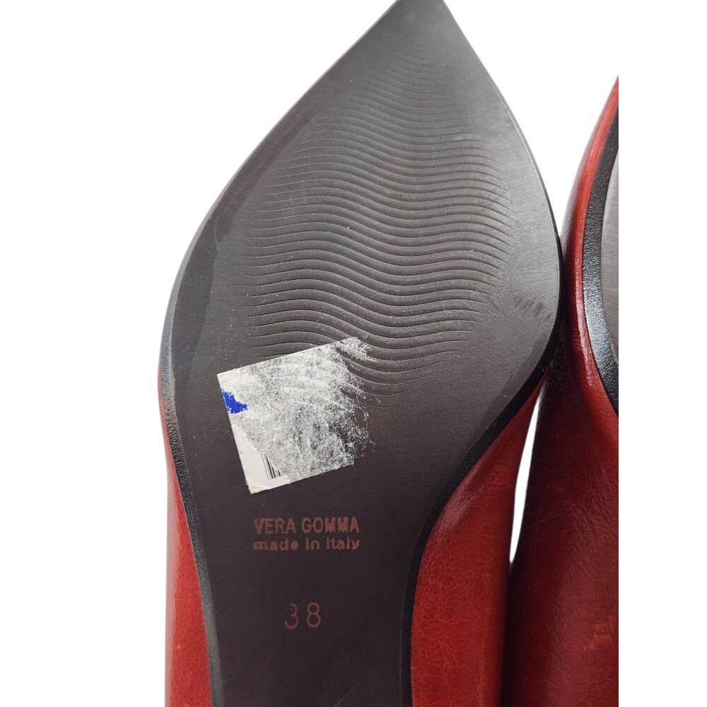 Peluso heels sz 38 made in Italy red pointed-toe pumps dress shoes - Picture 7 of 13